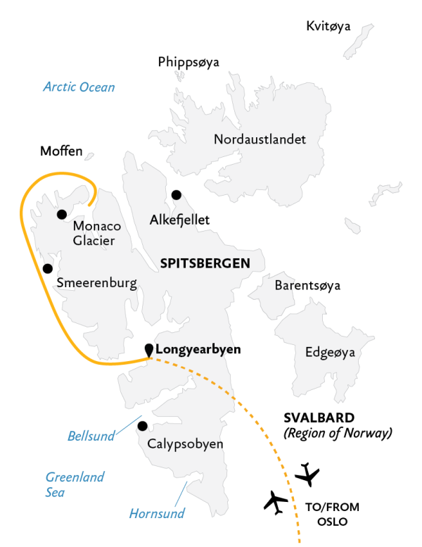 Spitsbergen Highlights: Expedition in Brief 2021 Expedition Map