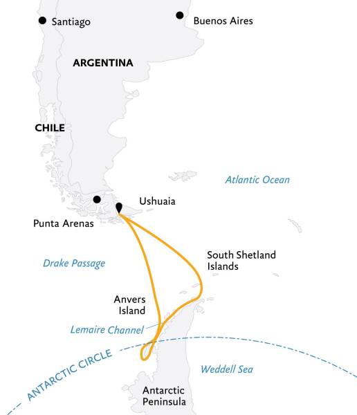 Crossing the Circle: Southern Expedition (Itinerary Map)