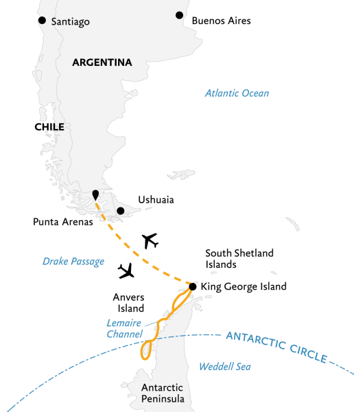 Antarctic Express: Crossing the Circle (Itinerary Map)