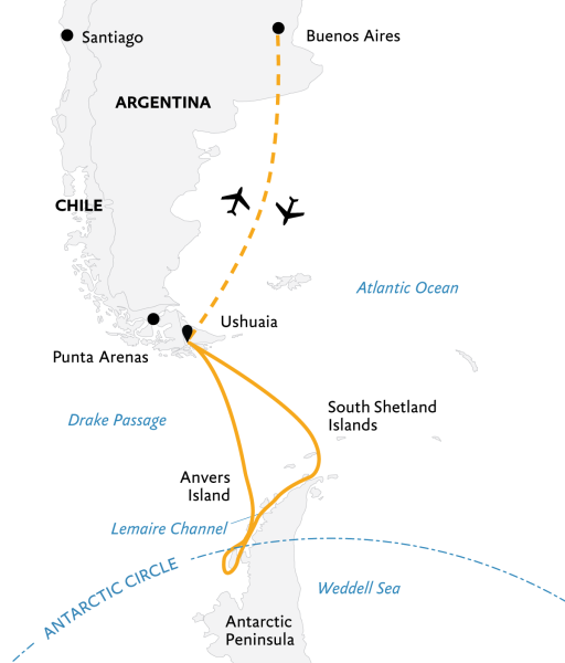 Crossing the Circle: Southern Expedition (Buenos Aires) (Itinerary Map)