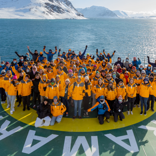 Passengers waving on Ultramarine