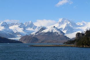 The image show Marinelli Glacier at Alberto de Agostini National Park, Isla Grande de Tierra del Fuego.