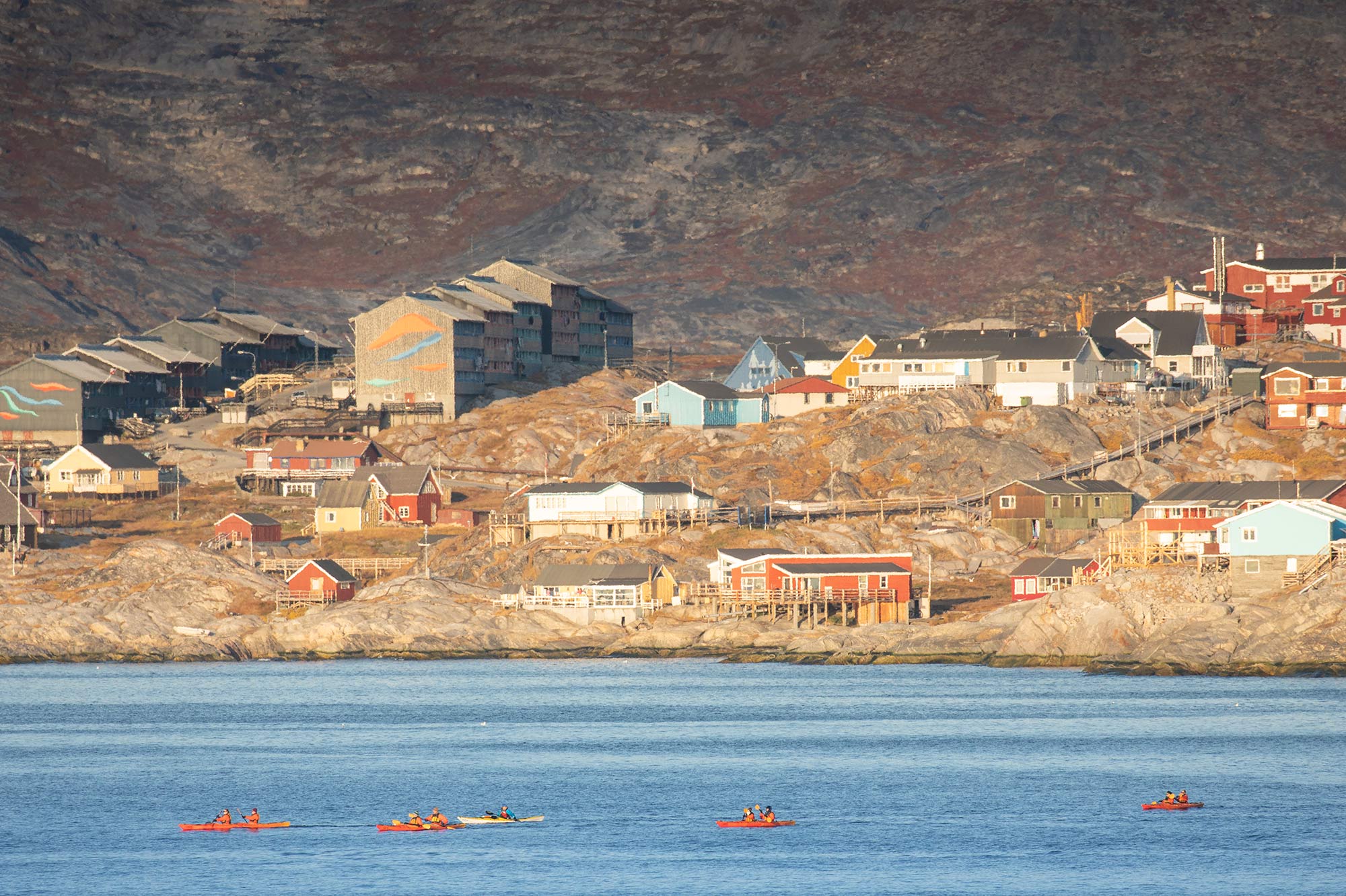 Photo By: Michelle Sole Passengers kayaking in Arctic landscape