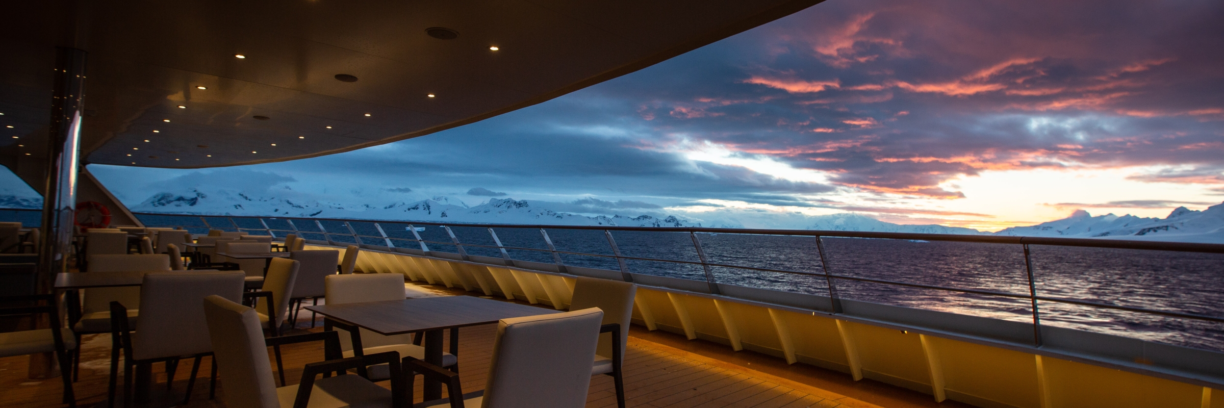 Outer deck on the World Explorer in Antarctica. 