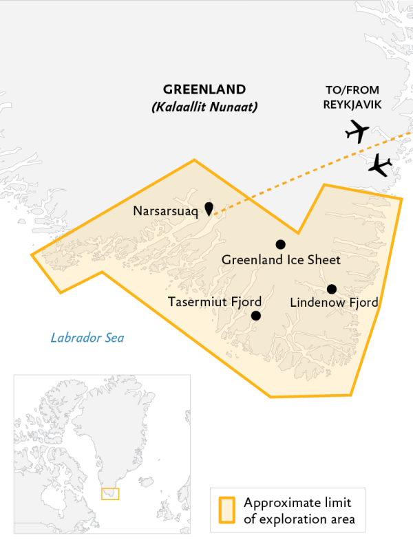 Greenland Adventure Explore by Sea, Land and Air Expedition Map