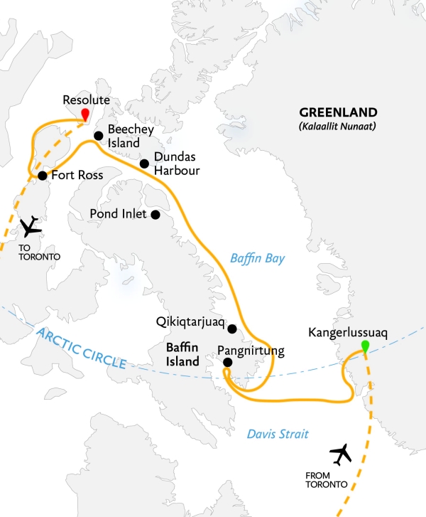 Northwest Passage: In the Footsteps of Franklin 2022 Expedition Map